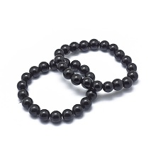 Honeyhandy Synthetic Black Stone Bead Stretch Bracelets, Round, 2 inch~2-3/8 inch(5~6cm), Bead: 5.8~6.8mm