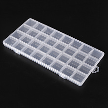 Honeyhandy Plastic Bead Storage Containers, 32 Compartments Organizer Boxes, Rectangle, Clear, 26x13.3x1.4cm, Hole: 16.5x6.5mm, Compartment: 3.1x3.1cm