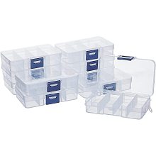 NBEADS 10 Pack 8 Grids Plastic Organizer Box, Clear Plastic Jewelry Dividers Box Organizer Mini Tackle Boxes Jewelry Storage Container for Beads Small Items Findings Storage, 2.7x4.7x0.89