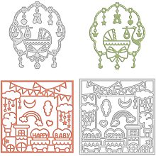 GLOBLELAND 2Pcs Baby Supplies Metal Cutting Dies Die Cuts for DIY Scrapbooking Wedding Birthday Valentine's Day Cards Making Album Envelope Decoration, Matte Platinum