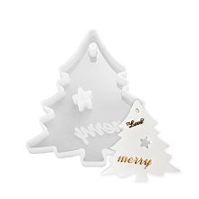 Honeyhandy Christmas Tree Pendant Silicone Molds, Resin Casting Molds, for UV Resin & Epoxy Resin Jewelry Making, White, 68x67x8.5mm, Hole: 3mm