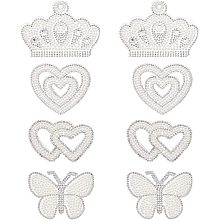 FINGERINSPIRE 8pcs Pearl Rhinestone Patches Iron/Sew on Crown/Butterfly/Heart Shape Rhinestone Applique Decoration Patches for Clothing Repair, Backpack, Shoes, Hat, DIY Craft