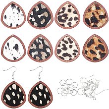 OLYCRAFT 30 Pcs Wood Earring Pendant Teardrop Shape Leather Wooden Statement Earrings Wood Earrings Making Kit with Earring Hooks and Jump Rings for Earring Necklace Jewelry Making