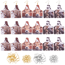 OLYCRAFT 18Pcs Leather Earring Pendants Cattle Pattern Leather Dangle Earrings Making Kit Statement Earrings with 40Pcs Iron Earring Hooks and 60Pcs Jump Rings for Earring Necklace Jewelry Making