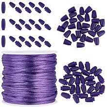 PandaHall Elite Break Away Clasp Buckle, 30 Set Purple 24mm Breakaway Safety Clasps Plastic Barrel Connectors with Nylon String Cords for Lanyard Necklace Jewelry DIY Gift Fixed Connection