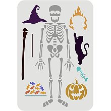 FINGERINSPIRE Human Ribcage Skeleton Bones Spooky Stencil, 11.7x8.3 inch Large A4 Size Template with Free Matching Halloween Theme Design Halloween Skeleton Stencil for Wood Floor Wall Home Decor