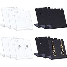 PandaHall Elite 12pcs Earring Holder, 24 Holes Mini Earring Display Rack Clear Ear Stud Holder Earring Stand Mini L-Shape Ear Studs Tray for Jewelry Dangling Slant Display,Black and Clear