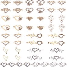 PandaHall Elite 48pcs Heart Links, 12 Styles Rhinestone Connectors Charms Sweet Love Pendants Heart Shape Charms for Earrings Bracelets Necklaces Jewelry DIY Craft Making Valentine's Day Christmas