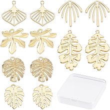 SUNNYCLUE 1 Box 36Pcs 6 Style Hollow Leaf Charm Palm Leaves Maple Monstera Double Sided Leaf Charms for Jewelry Making Charm Tropical Jungle Theme Plant Earring Findings Necklace Adult Women Craft