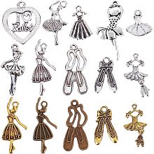 SUNNYCLUE 1 Box 84Pcs Ballerina Charms Ballet Dancer Charm Tibetan Style Ballet Shoe Hollow Heart Charm I Love Ballet Bowknot Dress Charms for Jewelry Making Charm Earrings Necklace Bracelet Supplies