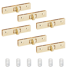 WADORN 6 Sets Alloy Bag Twist Lock Accessories, Handbags Turn Lock, Rectangle, Light Gold, 1.75x7.3x3.1cm