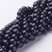 Honeyhandy Natural Mashan Jade Round Beads Strands, Dyed, Black, 6mm, Hole: 1mm, about 69pcs/strand, 15.7 inch