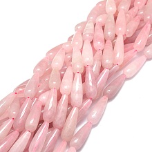 Honeyhandy Natural Rose Quartz Beads Strands, Waterdrop, 30x10mm, Hole: 1.4mm, about 13pcs/strand, 15.75''(40cm)