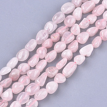 Honeyhandy Natural Rose Quartz Beads Strands, Tumbled Stone, Nuggets, 8~19x8~12x4~8mm, Hole: 0.8mm, about 37pcs/strand, 15.9 inch