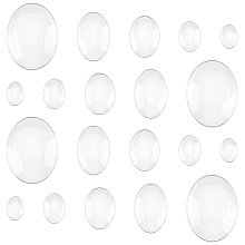 PandaHall Elite 5 Sizes Oval Cabochons, 100pcs Clear Glass Tiles Flatback Round Cabochons Dome Cameo Beads Crystal Embellishments for Photo Pendant Earring Necklace Jewellery Making, 14/18/25/30/40mm