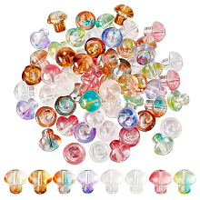 PandaHall Elite 80Pcs 8 Colors Transparent Glass Beads, Mushroom, Mixed Color, 13.5x13.5mm, Hole: 1.6mm, 10pcs/color