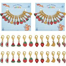 NBEADS 24 Pcs Fruit Stitch Markers, Watermelon/Grape/Banana/Strawberry Crochet Stitch Marker Charms Removable Lobster Claw Clasps Locking Stitch Marker for Knitting Weaving Sewing Jewelry Making