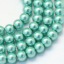 Baking Painted Glass Pearl Round Bead Strands, Medium Aquamarine, 10~11mm, Hole: 1.5mm; about 85pcs/strand, 31.4 inches1.5mm