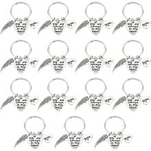 OLYCRAFT 15Pcs Mother's Day Keychain Charms Antique Silver Keychain Pendants Mother's Day Gift for DIY Necklace Bracelet Jewelry Craft Making