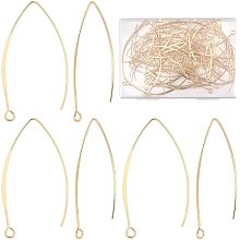 CREATCABIN 80Pcs Long V Shape Ear Wire Marquise Earring Hooks 18K Gold Plated Brass Drop Earring Hooks Dangle Earwire Connector with Loop for DIY Earring Findings Making Accessories 43mm