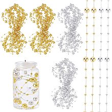 NBEADS 11 Yards Artificial Pearls Strings Beads for Floating Candles, Float Pearl String, Vase Filling Pearls Filler for Wedding Table Party Home Centerpieces, Gold and Silver