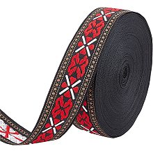 FINGERINSPIRE 20 Yards 1.4 inch Black Red Vintage Jacquard Ribbon Floral Butterfly Pattern Embroidered Woven Trim Ethnic Style Polyester Ribbons Retro Fabric Trim for Clothing and Craft Decor