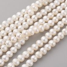 Honeyhandy Grade AAA Natural Cultured Freshwater Pearl Beads Strands, Potato, Seashell Color, 6~7x5.5~6mm, Hole: 0.5mm, about 67~68pcs/strand, 14.9~15.1 inch(38~38.5cm)