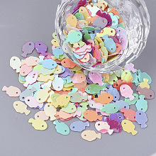 Honeyhandy Ornament Accessories, PVC Plastic Paillette/Sequins Beads, Fish, Mixed Color, 8x5x0.4mm, Hole: 0.8mm, about 600pcs/bag