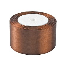 Honeyhandy Single Face Satin Ribbon, Polyester Ribbon, Saddle Brown, 2 inch(50mm), about 25yards/roll(22.86m/roll), 100yards/group(91.44m/group), 4rolls/group