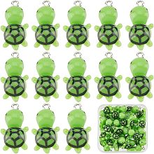 SUNNYCLUE 1 Box 30Pcs Turtle Beads Turtles Charms Bulk Green Resin Tortoise Sea Flatback Charm Bead Summer Ocean Animal Charms for Jewelry Making Charms Earrings Bracelet Dangle Charms DIY Craft