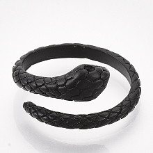 Honeyhandy Alloy Cuff Finger Rings, Snake, Black, Size 7, 17mm