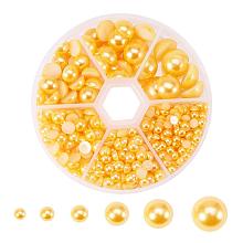 ARRICRAFT 1 Box Goldenrod Mixed Sizes Flat back Pearl Cabochon, about 690pcs/box