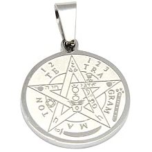 UNICRAFTALE 10PCS Stainless Steel Flat Round Religion Pendants Tetragrammaton Pentagram Wiccan Pendant Charms Large Hole Charms for Jewelry Bracelet Necklace Making 27x24x2mm, Hole 9x5mm