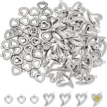 UNICRAFTALE About 80pcs 2 Styles Enamel Stainless Steel Charm 12.5/21mm Long Heart-Shape Pendants Hollow Handmade Necklaces Pendants Small Hole Flat Pendants for Necklace Bracelet Jewelry Making