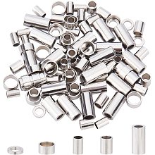 UNICRAFTALE About 100Pcs 5 Style Spacer Beads Stainless Steel Color Tube Beads 304 Stainless Steel Round Ring Stopper Beads 2.5-5mm Hole Loose Beads Small Hole Beads for Bracelets Necklace Making