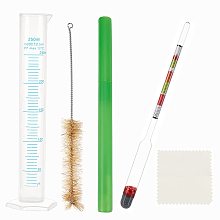 OLYCRAFT 6pcs Hydrometer Alcohol Meter Set Alcohol Meter Spirit Hydrometer Hydrometer Alcohol Meter Distilling Test with Plastic Measuring Cups Pig Hair Beaker Brush 3pcs Fabric Polishing Cloth