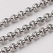 Honeyhandy 304 Stainless Steel Rolo Chains, Belcher Chain, Unwelded, Stainless Steel Color, 2.5mm