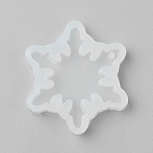 Honeyhandy Food Grade Pendant Silicone Molds, Fondant Molds, For DIY Cake Decoration, Chocolate, Candy, UV Resin & Epoxy Resin Jewelry Making, Snowflake, White, 49x45x8mm