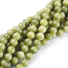 Honeyhandy Natural Taiwan Jade Beads, Round, Olive Drab, about 8mm in diameter, hole: about 1mm, 15 inch~16 inch