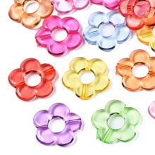 Honeyhandy Transparent Acrylic Beads Frames, Flower, Mixed Color, 18x19x4mm, Hole: 1.2mm, Inner Diameter: 6mm