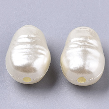 Honeyhandy ABS Imitation Pearl Acrylic Beads, Oval , Floral White, 15x10.5x8mm, Hole: 1.8mm