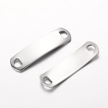 Honeyhandy Rectangle 304 Stainless Steel Links connectors, Stainless Steel Color, 38.5x10x1mm, Hole: 4x5mm