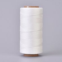 Honeyhandy Waxed Polyester Cord, Micro Macrame Cord, Waxed Sewing Thread, Flat, White, 0.8mm, about 284.33 yards(260m)/roll