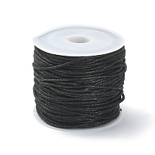 Honeyhandy 20M Waxed Cotton Cords, Multi-Ply Round Cord, Macrame Artisan String for Jewelry Making, Black, 1mm, about 21.87 Yards(20m)/Roll