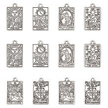 CHGCRAFT 24Pcs 6 Style Rack Plating Alloy Pendants, Rectangle with Tarot Charms, Platinum, 23.5x14.5x1.5mm, Hole: 1.8mm, 4pcs/style