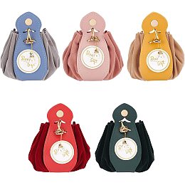 BENECREAT 5 Colors Velvet Gift Bags Round Bottom Drawstring Velvet Pouch with Pearl Charm for Jewelry Organizer, Valentine's Day Gift, Wedding Favors