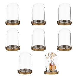 NBEADS 8 Sets Mini Glass Dome, 1.08×1.57 Inch Clear Display Dome Cloche Dome Bell Jar with Alloy Base for Flower Collectibles Tabletop CenterPc Home Party Decor Crafts