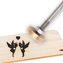 OLYCRAFT Wood Leather Cake Branding Iron 1.2" Branding Iron Stamp Custom Logo BBQ Heat Stamp with Brass Head and Wood Handle for Woodworking, Baking and Handcrafted Design - Cupids