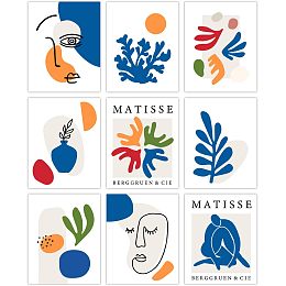 SUPERDANT Matisse Canvas Wall Art Abstract Faces Art Prints Unframed Matisse Poster Sets Morandi Sun Moon Leaves Canvas Prints for Living Room Office Bedroom Decorations 9 Pieces