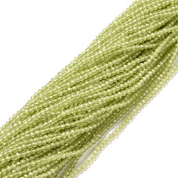 ARRICRAFT Cat Eye Beads Strands, Round, Faceted, Yellow Green, 2mm, Hole: 0.2mm, 14.17 inch(36cm), 174~184pcs/strand